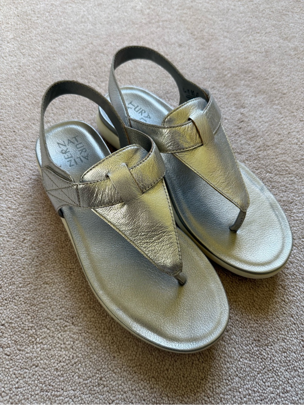 Naturalizer Metallic Silver Thong Slingback Sandals